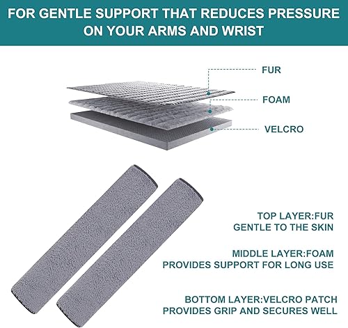 Miniatura 10 de 2 fundas para reposabrazos de silla de ruedas, tiras autoadhesivas ampliadas, cómodas y protectoras para sillas de ruedas, sillas de oficina y