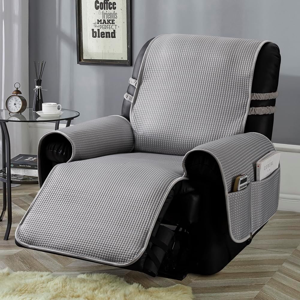 STONECREST Recliner Chair Cover, True Cooling Slipcover, Stay in Place (Grey, Recliner 25" Regular)