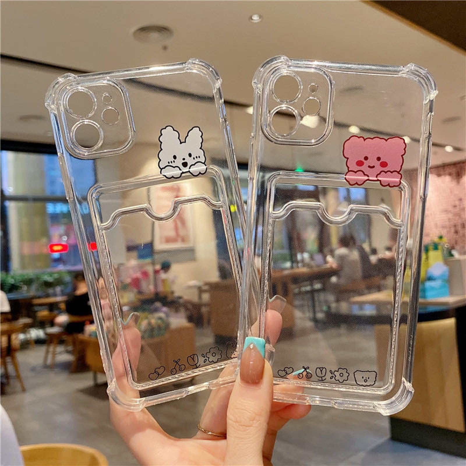 KELUOAS IPhone 13 Hülle – Niedlicher Kawaii-Hasenbär, Transparent & Stoßfest