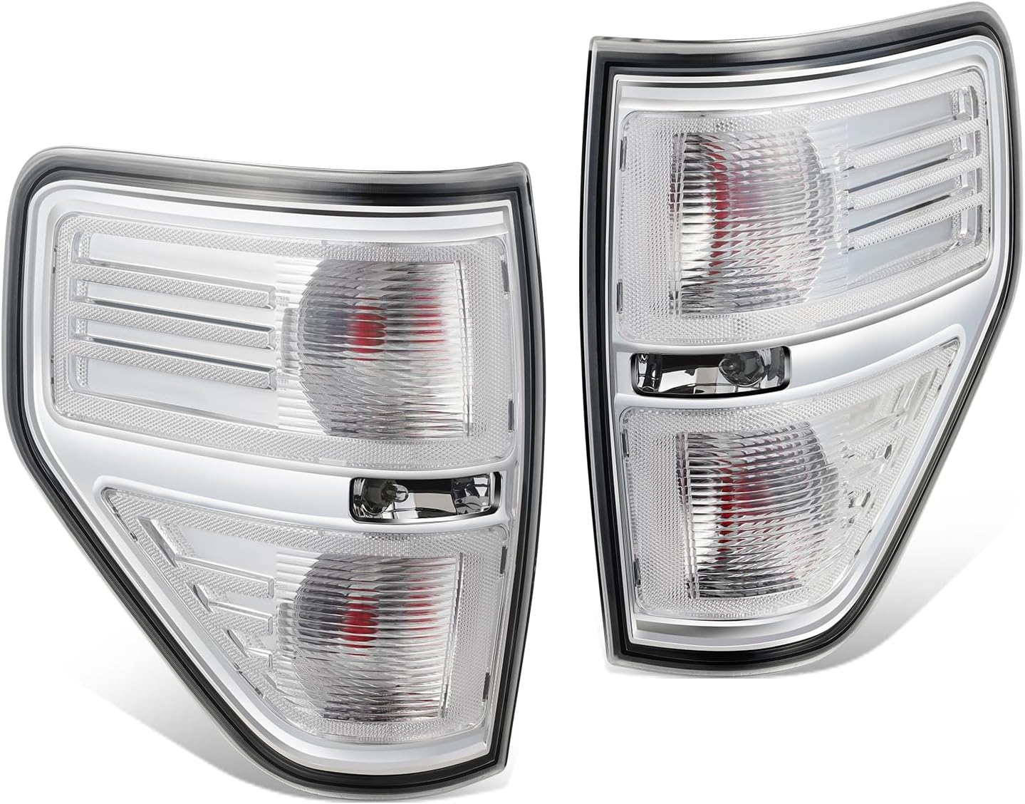 Auto Dynasty Tail Lights Compatible with 2009-2014 Ford F-150 Fleetside Bed Rear Brake Lamps, Driver and Passenger Side, Clear Lens