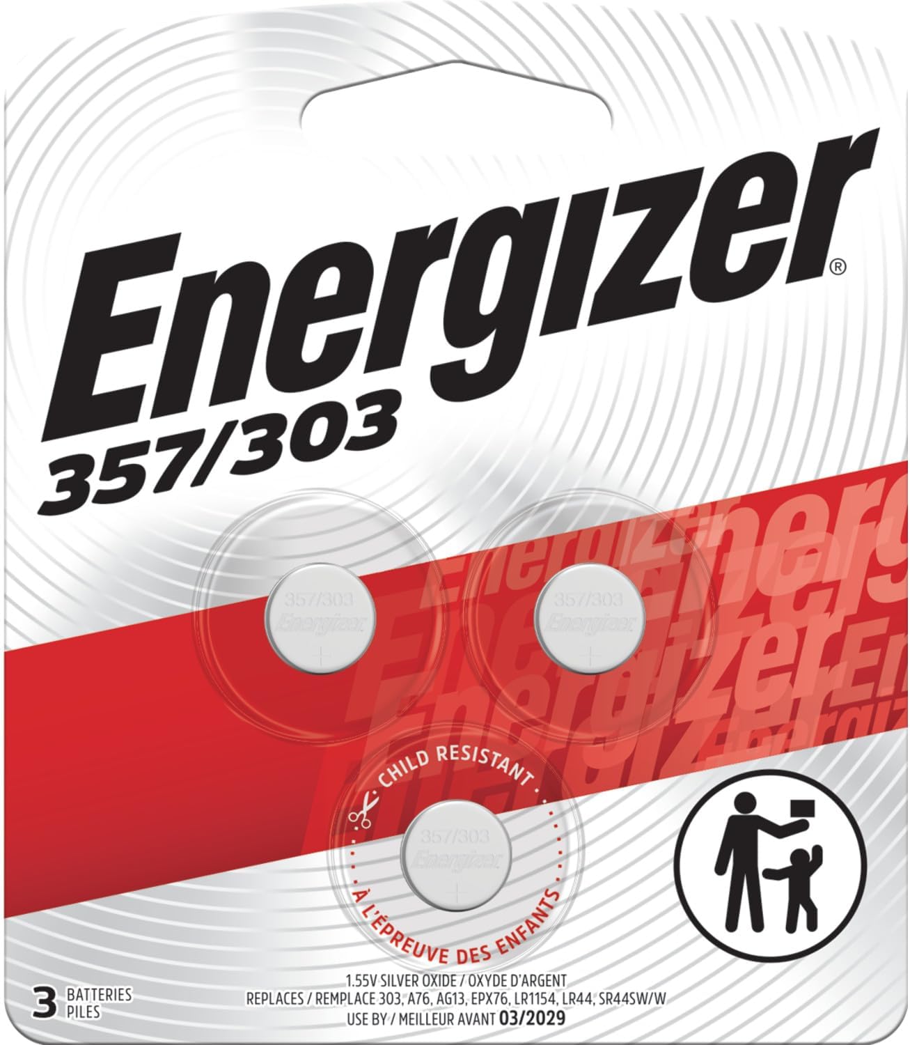 Energizer 357 Battery, (Pack of 3)