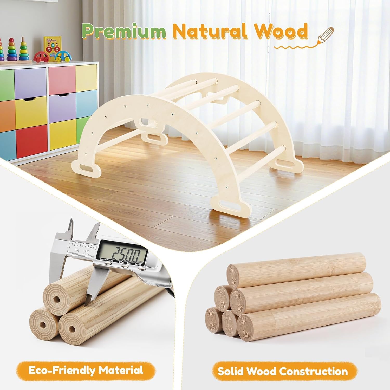 STYPLZ Impalcatura da arrampicata per interni, Set di arrampicata Montessori per bambini piccoli con struttura triangolare per arrampicata (2 piccole, cuscinetti in spugna inclusi)