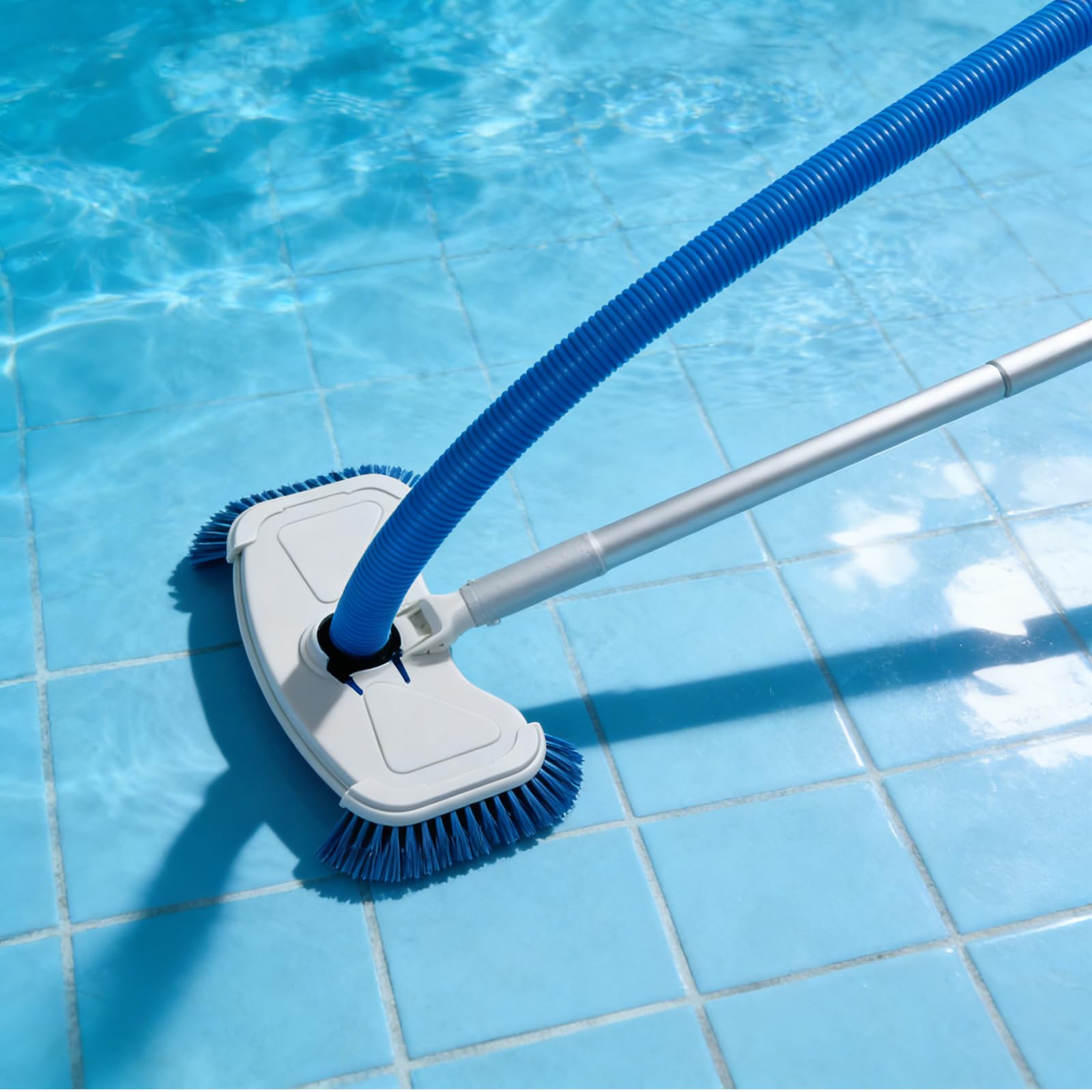 EFUTURETIME Poolsauger Bodensauger Poolreiniger manuell mit Bürsten, 7,5 m Schlauch φ38mm, 2,7 m Teleskopstange
