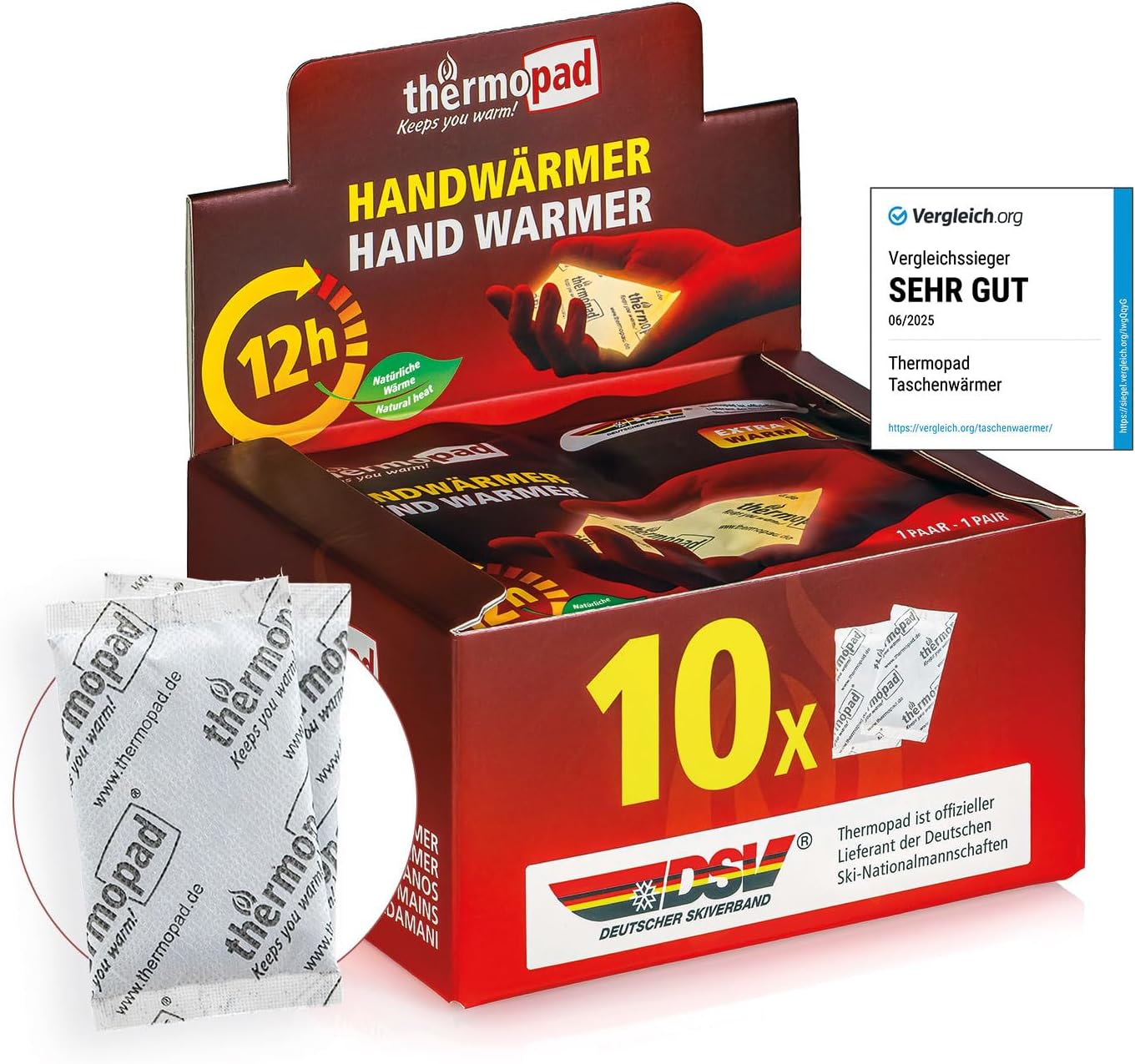 – THERMOPAD hand warmers – THE ORIGINAL: 10 or 30 pairs of heat pads for 12 hours of warmth I Ready-to-use pocket warmers I Extra warm heating pads – ideal for outdoor activities & gloves