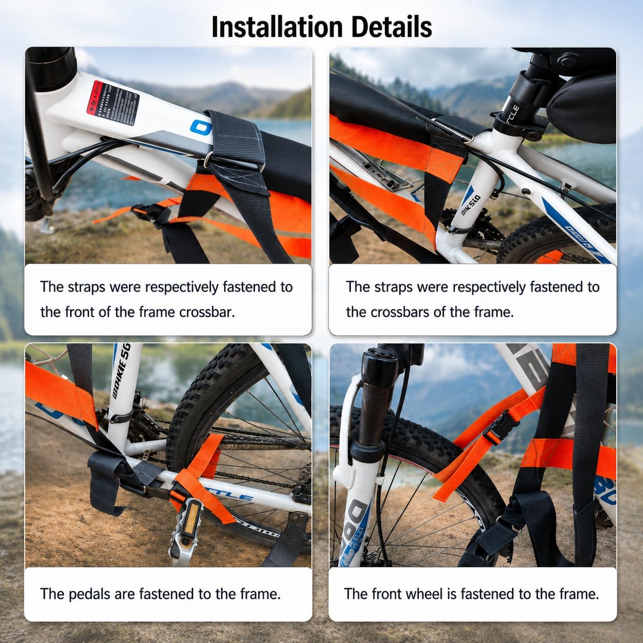 Mountain Bike Carrying Strap, Dual Shoulder Bicycle Carrier Harness, Hands-Free MTB Transport System, Easy Install Bike Shoulder Strap for Stairs, Commuting, Storage and Travel, Up to 44 lbs