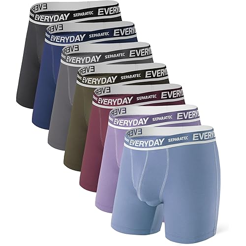 Separatec Cotton Dual Pouch Men's Underwear Comfortable Soft Breathable Everyday Boxer Briefs for men 7 Pack