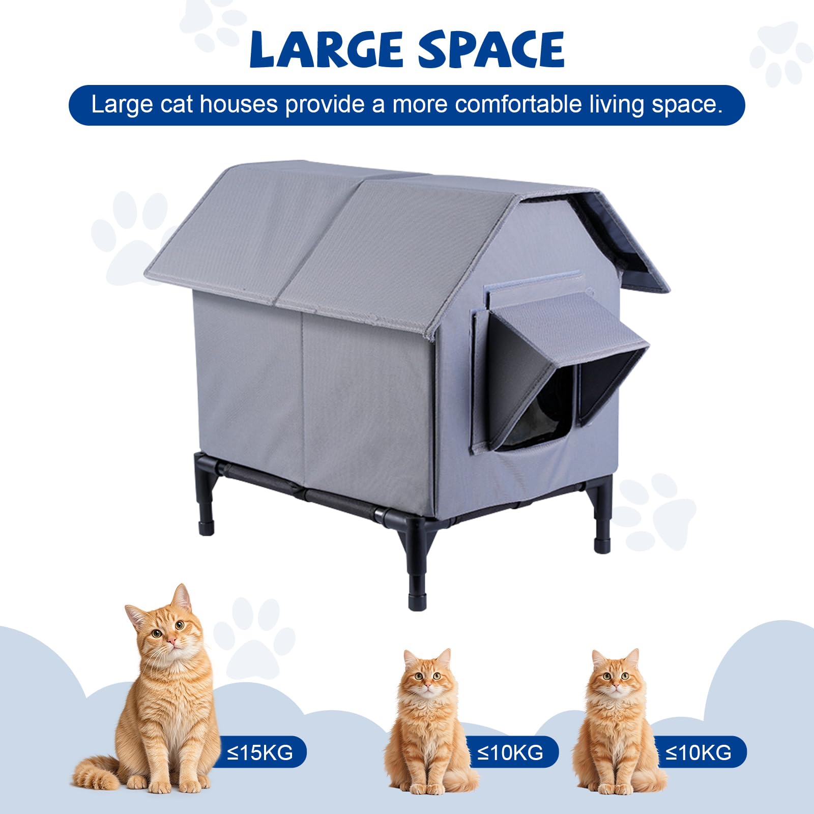 Katzenhaus Für Draußen Winterfest, Haus für verwilderte Katzen Wasserdicht Wetterfester, Katzenhaus Outdoor mit erhöhter Basis, Hundehöhle Waschbar Hundehaus Tierheim Für Streuner Haustiere
