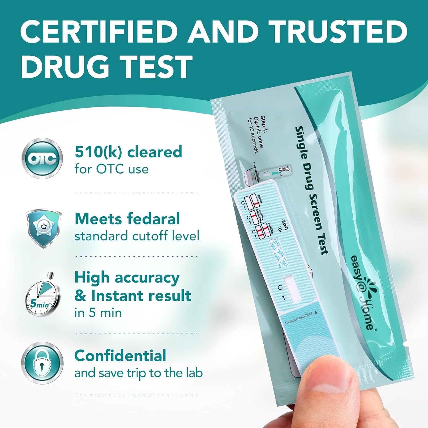 Easy@Home THC Test Kit 15 Pack - Highly Accurate Urine Drug Strips for Marijuana/Weed, Detox Flush Testing #EDTH-114:15 - Image 5