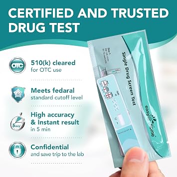 Easy@Home THC Drug Test Kit - Marijuana/Weed Urine Tests for Home Use (6 Pack), 50ng/ml Cutoff Level THC Single Panel Testing Kits, #EDTH-114