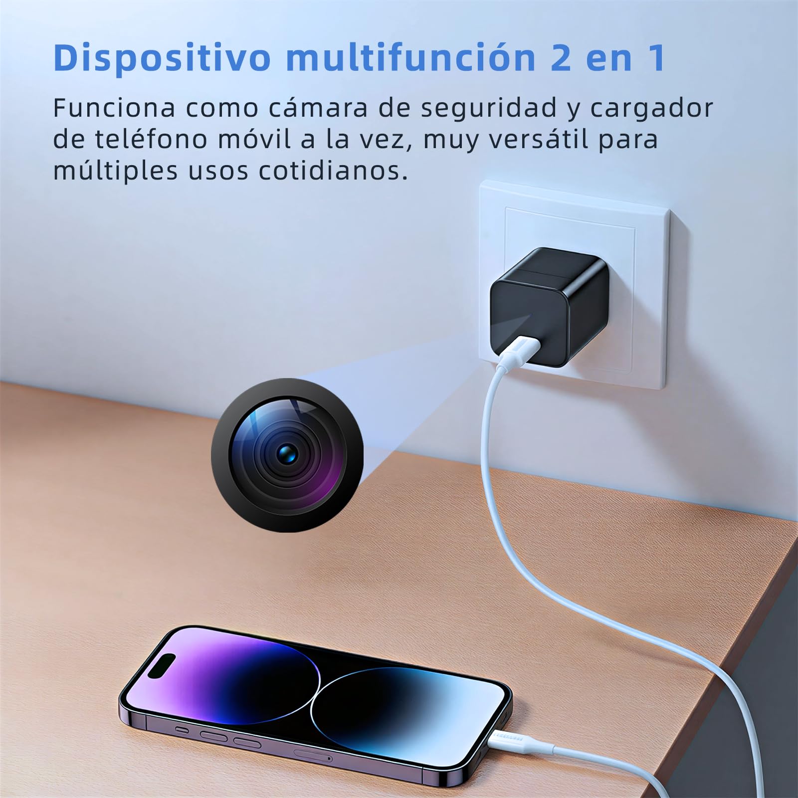 Cámara mini oculta, cámara de vigilancia doméstica compacta HD 1080p para interiores, cámara portátil para niñeras,con detección de movimiento,adecuada para vigilar niños,ancianos y oficinas,sin Wi-Fi