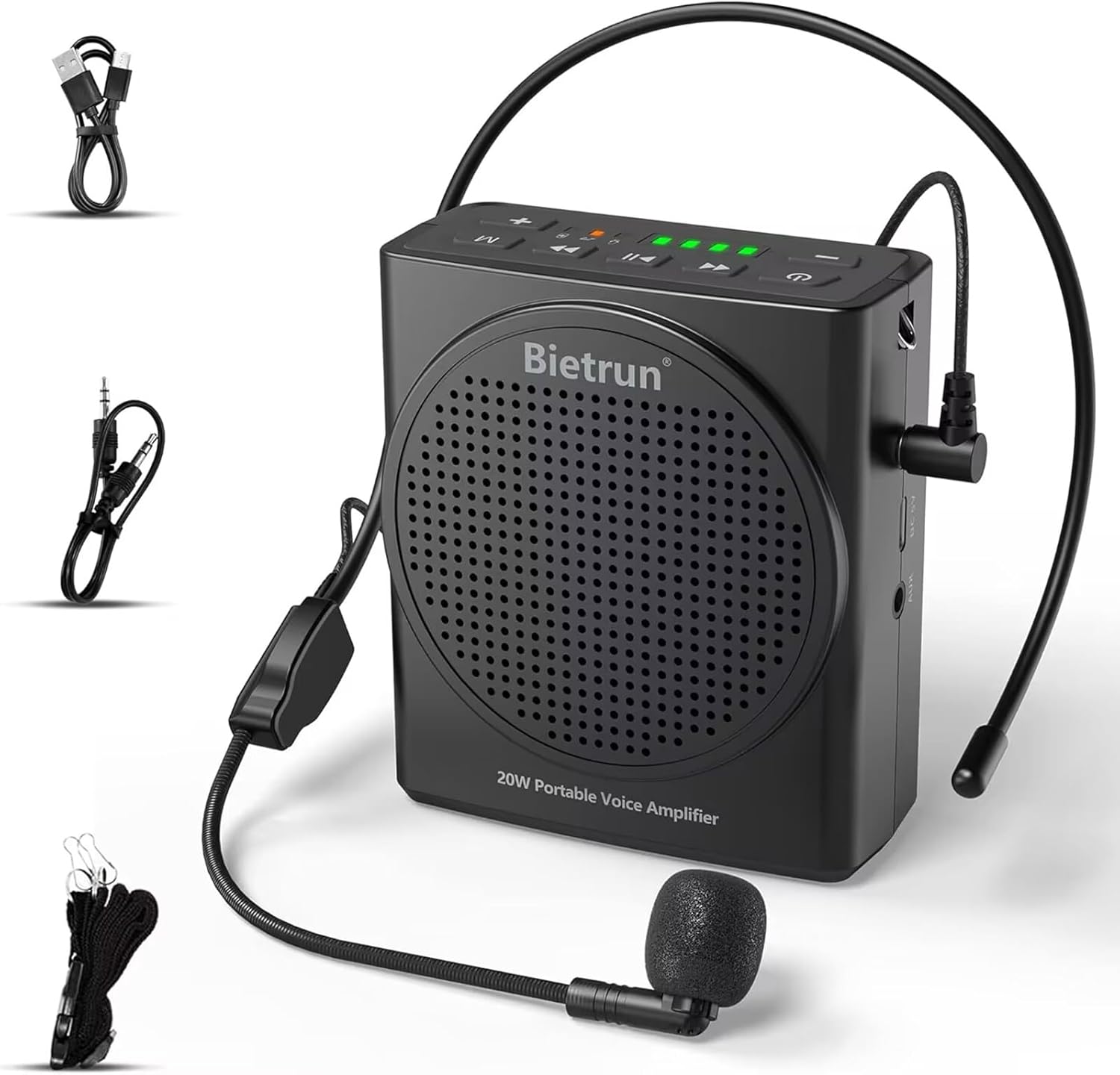 Bietrun Amplificador de voz portátil de 20 W, 2200 mAh, USB C ...