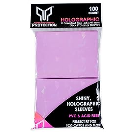 Premium Preferred Protection 100 Pink Holographic Card Sleeves Perfect Fit Shiny Trading Card Sleeves Standard Size Pokemon Sleeves | Fits Metazoo, Magic The Gathering, Pokemon, Dragon Ball Super