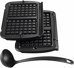 Tefal OptiGrill Waffle Plates, Suitable for OptiGrill+ and Elite Models, Easy Prepared Belgian Waffles, Includes Ladle, Dishwasher Safe, Black, XA7248