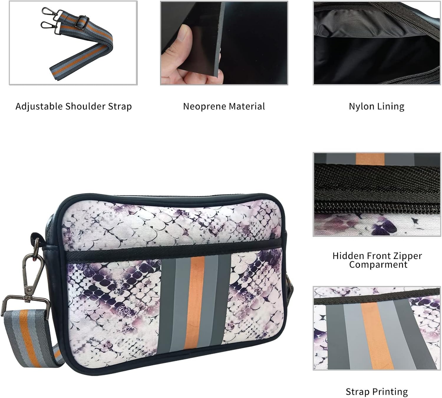 Checkered Crossbody Bum Bags for Women Nylon Checkered Purse Fanny Packs Sling Cross Body Bag with Adjustable Strap - Image 6