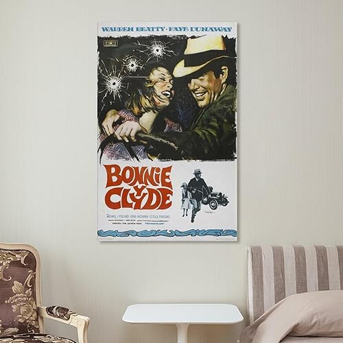 Miniatura 7 de Bonnie & Clyde - Póster de película de 1967, lienzo impreso, póster de arte de pared para dormitorio, sala de estar, decoración de 12 x 18 pulgadas