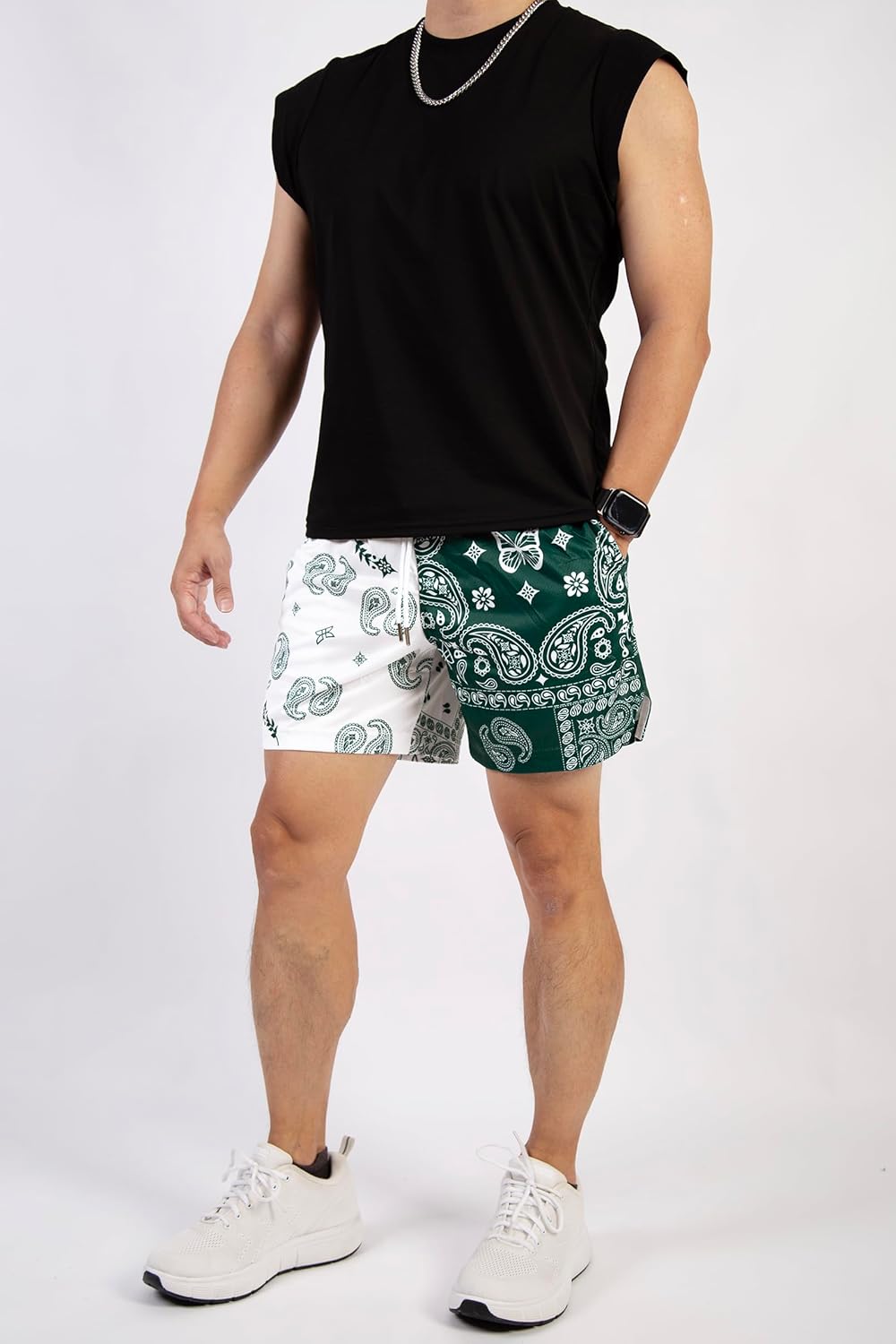 BOOMLEMON Mens Paisley Shorts Mesh Graphic Print Retro Casual Shorts Athletic Gym Basketball Running Short Pants