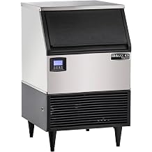 Maxx Ice V-Series Self-Contained Ice Machine, 200 lb, Full Dice Ice Cubes, with 75 lb Built-in Ice Storage Bin, in Stainless Steel with Black Trim MVI200F