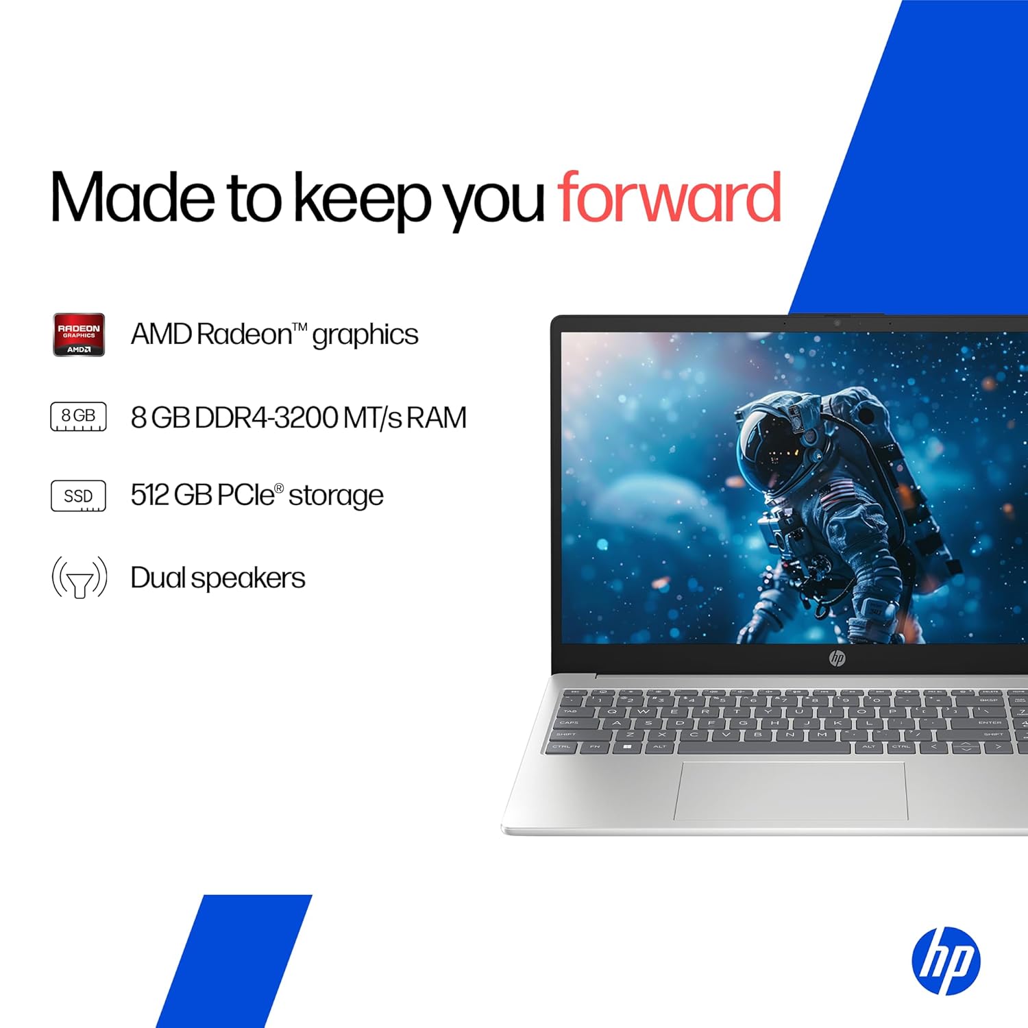 HP 15, AMD Ryzen 3 7320U (8GB DDR4, 512GB SSD) FHD, Anti-Glare, Micro-Edge, 15.6''/39.6cm, Win11, M365 Basic(1yr)* Office24, Silver, 1.59kg, fc0500AU, FHD Camera w/Privacy Shutter Laptop 30