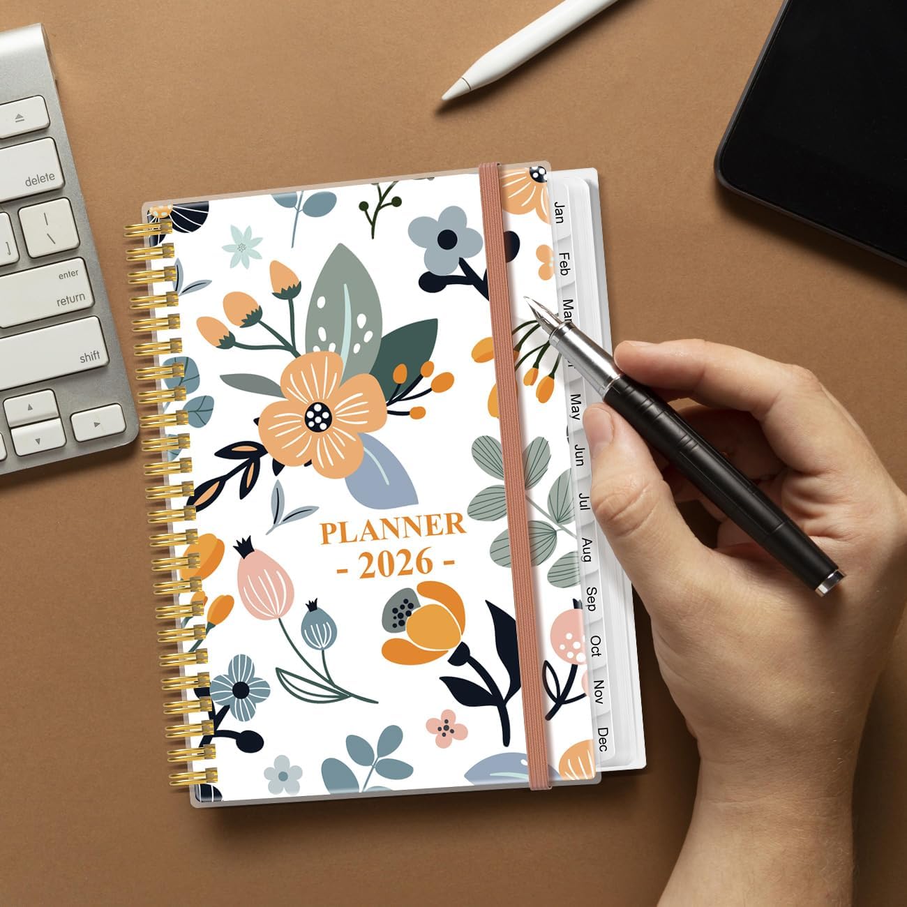 2026 Planner - Planner 2026 from January 2026 to December 2026, Weekly & Monthly Planners Spiral Bound with 12 Monthly Tabs, Inner Pocket, 6.4" x 8.5", Rose Rose-Floral 6.4" x 8.5"