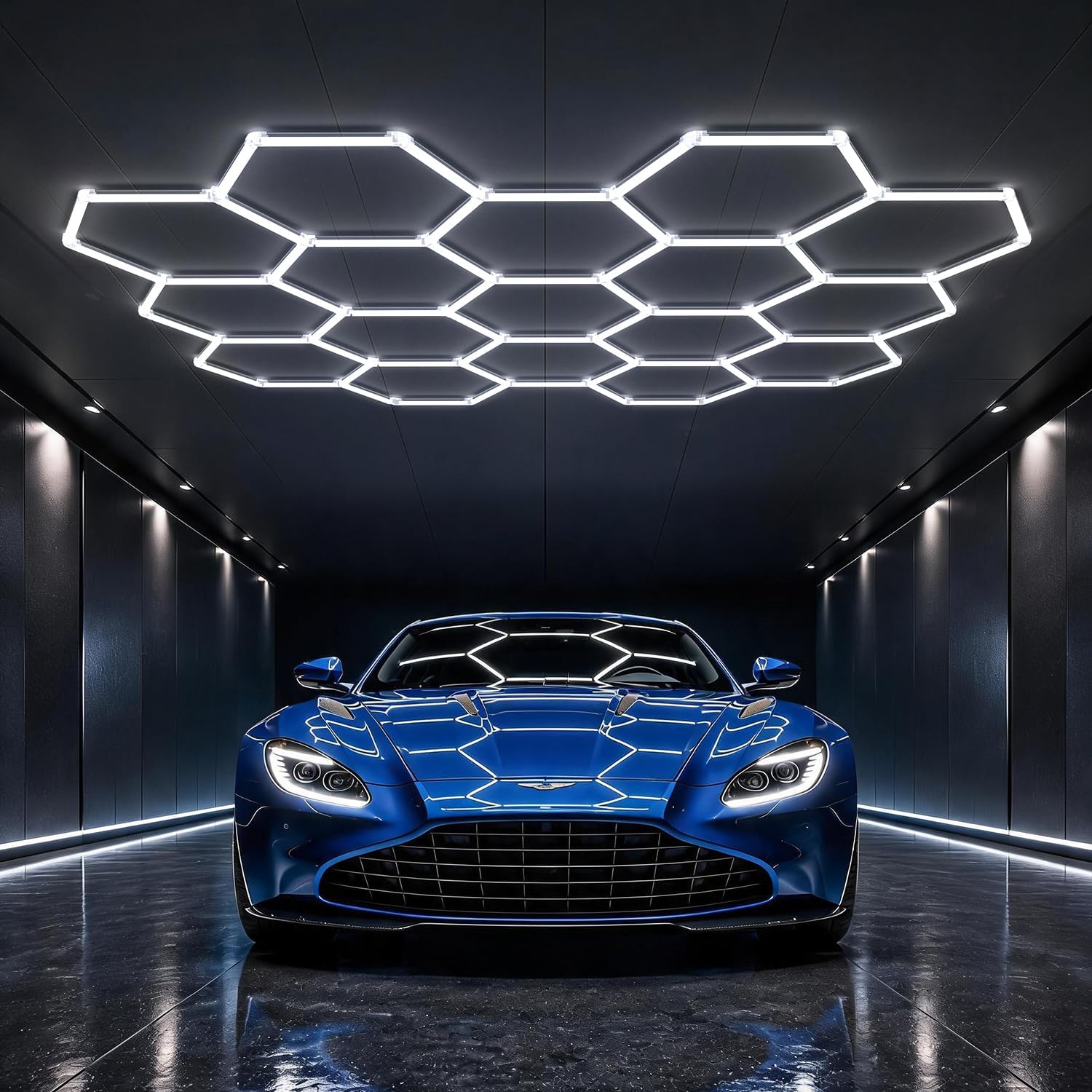 HYPERLITE Gen II Hexagon Garage Lights: 581W 58100LM 22 Grids Hexagon Led Light, 6500K Ultra Bright Honeycomb Hex Lights, Easy Install for Garage, Workshops, Shops, Gym