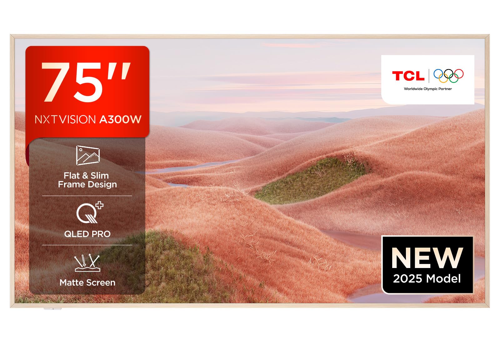 TCL NXTVISION 75A300W-UK QLED PRO 4K Ultra HD TV, 4K HDR PRO, Matte Screen, Smart TV Powered by Google TV (Dolby Vision IQ & Atmos, 144Hz Motion Clarity Pro, compatible with Google Assistant)