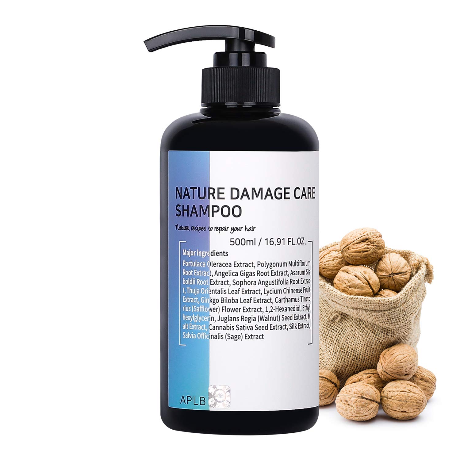 APLBNature Damage Care Shampoo 500ml / Natural Source Ingredients, Moisturizing and Protect Hair for Shiny and Healthy Look