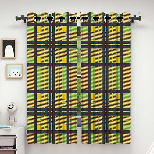 Miniatura 2 de Cortinas amarillas para Cuarto, cortina a cuadros para armario sin puerta de comedor, 63 pulgadas de ancho por 63 pulgadas de alto