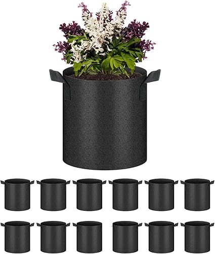 HealSmart Paquete de 12 bolsas de cultivo no tejidas de 2 galones, macetas de tela de aireación con asas, adecuadas para frutas de jardín, verduras