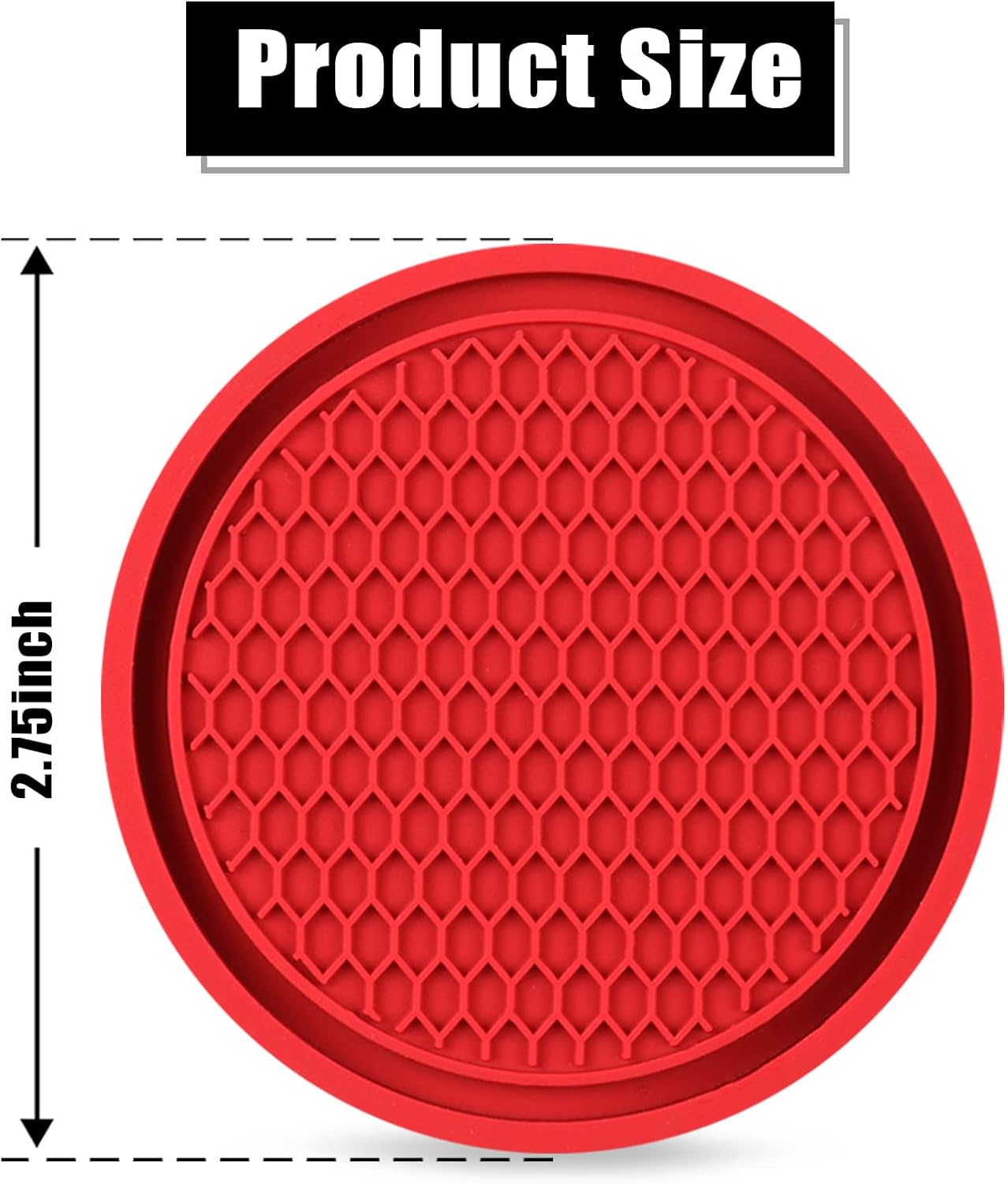 Honeycomb 4-Piece Anti-Slip Silicone Car Coasters (Red) image 2