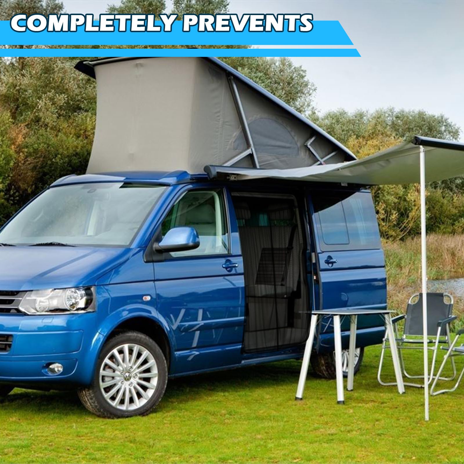 Mosquitera Magnética para Furgoneta para VW T6 T6.1 T6 California, Cortina Divisoria Magnética para Puertas Correderas, Ideal para Acampadas al Aire Libre