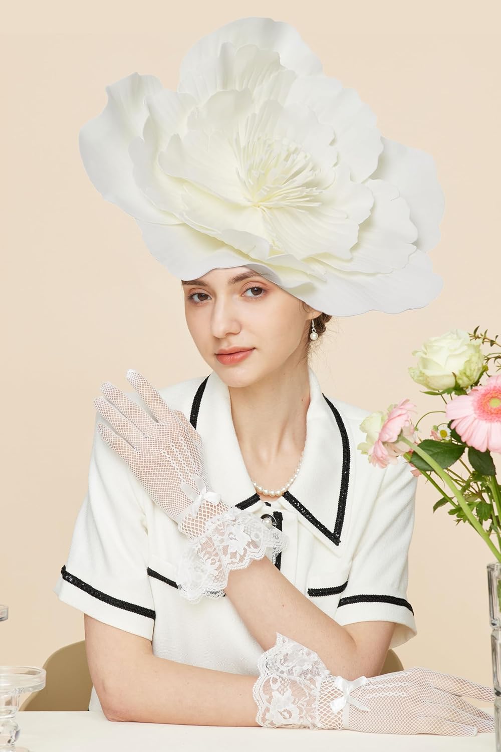 Gionforsy Flower Fascinators Hat Tea Party Hats for Women Flower Cocktail Headband for Wedding - Image 2