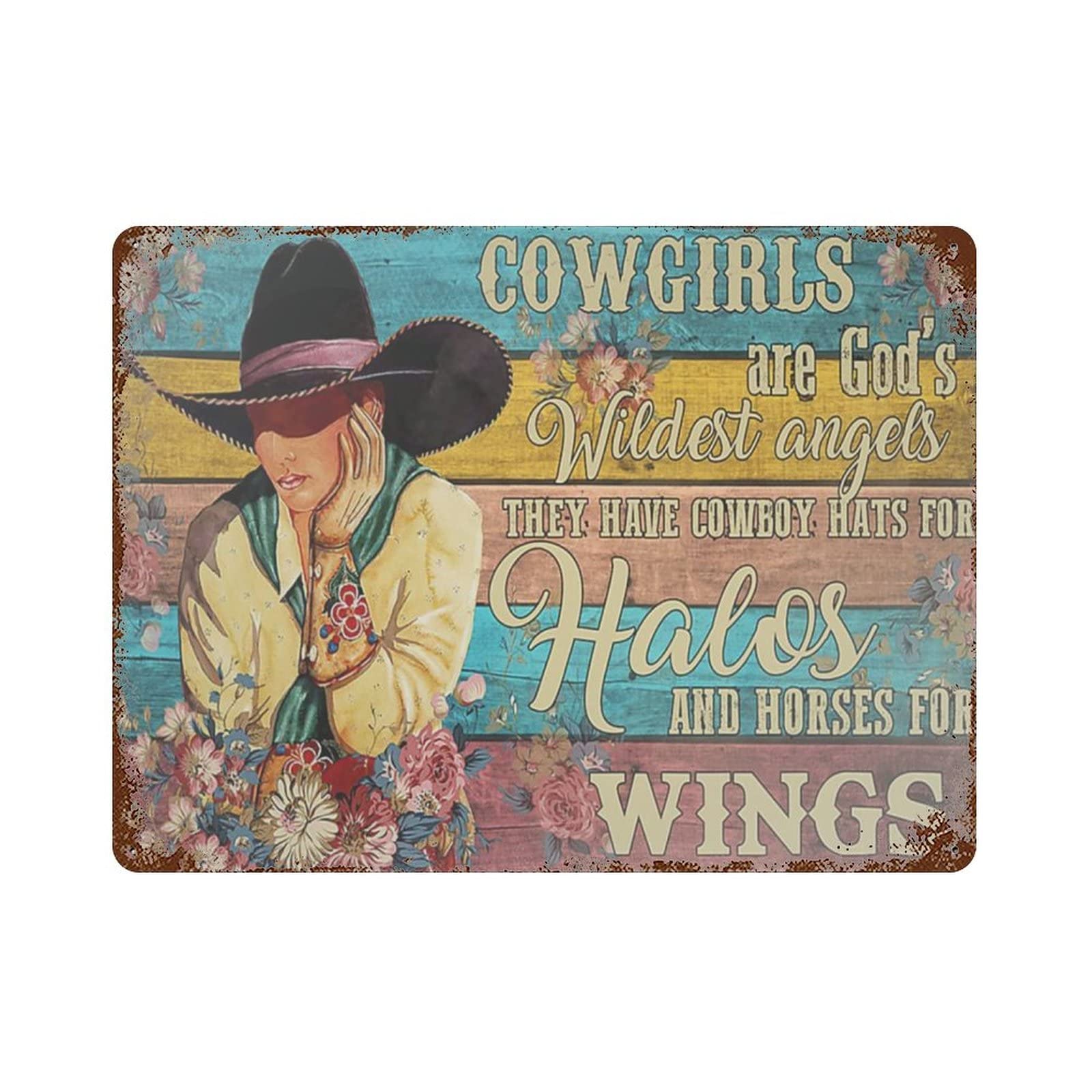 AOOEDM Cowgirls Vintage Metal Sign Tin Sign for Home Bar Pub Kitchen Man Cave Tin Sign Wall Decor Poster Wall Plaque
