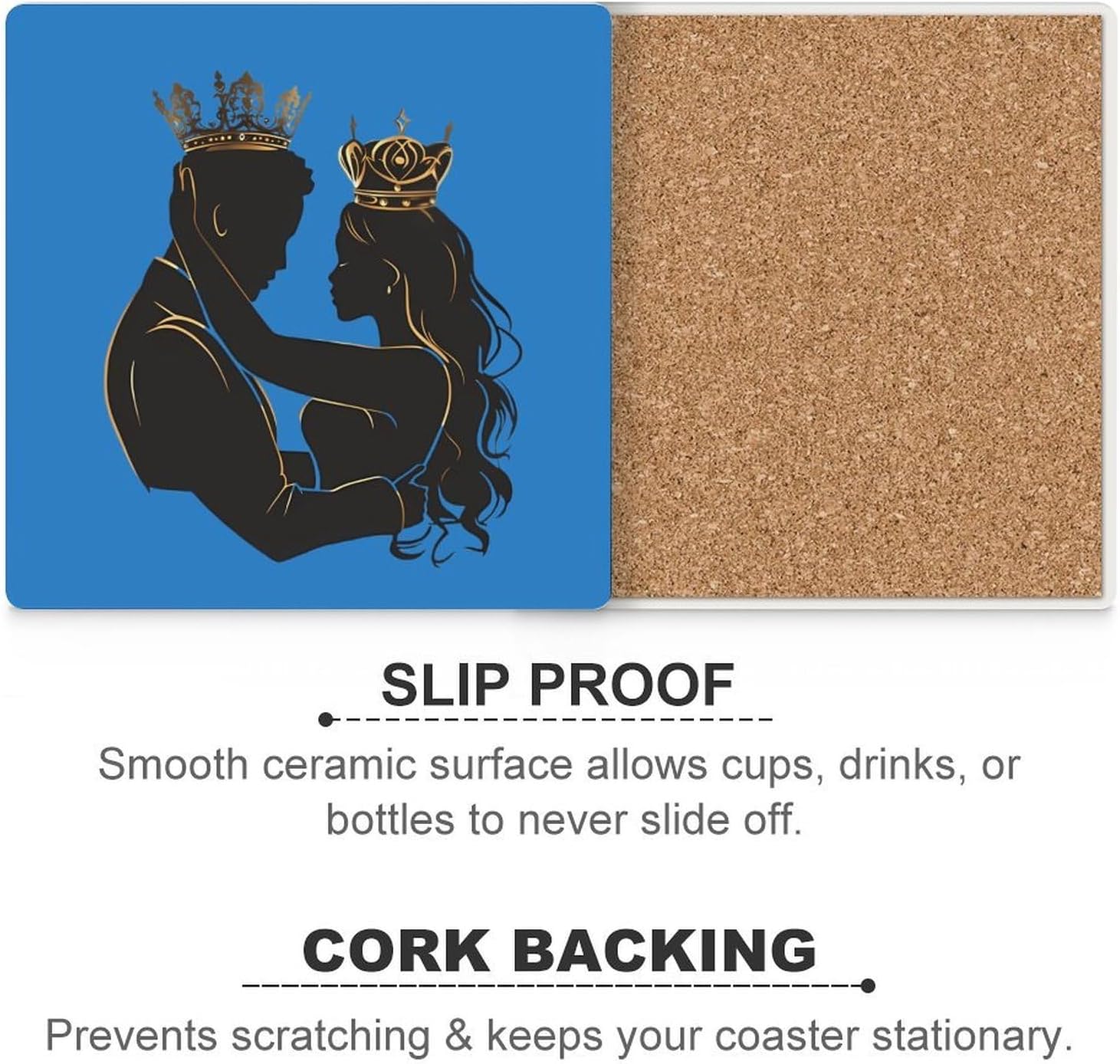African Hot Queen and King Funny Ceramic Coasters for Drink Absorbent Cup Holders Tabletop Protection