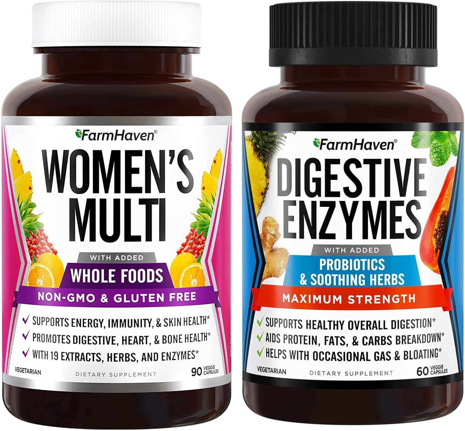 FarmHaven Digestive Enzymes with 18 Probiotics & Herbs Multivitamin for Women