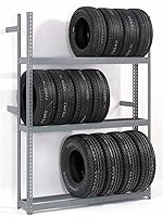 Global Industrial 3-Tier Single Entry Tire Rack - 1500 lbs Capacity, Heavy-Duty Steel, 60"W x 18"D x 84"H Wall-Mount Storage