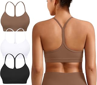 Padded Y-Back Sports Bra for Women - Racerback Low Impact Spaghetti Strap for Yoga Workout Top