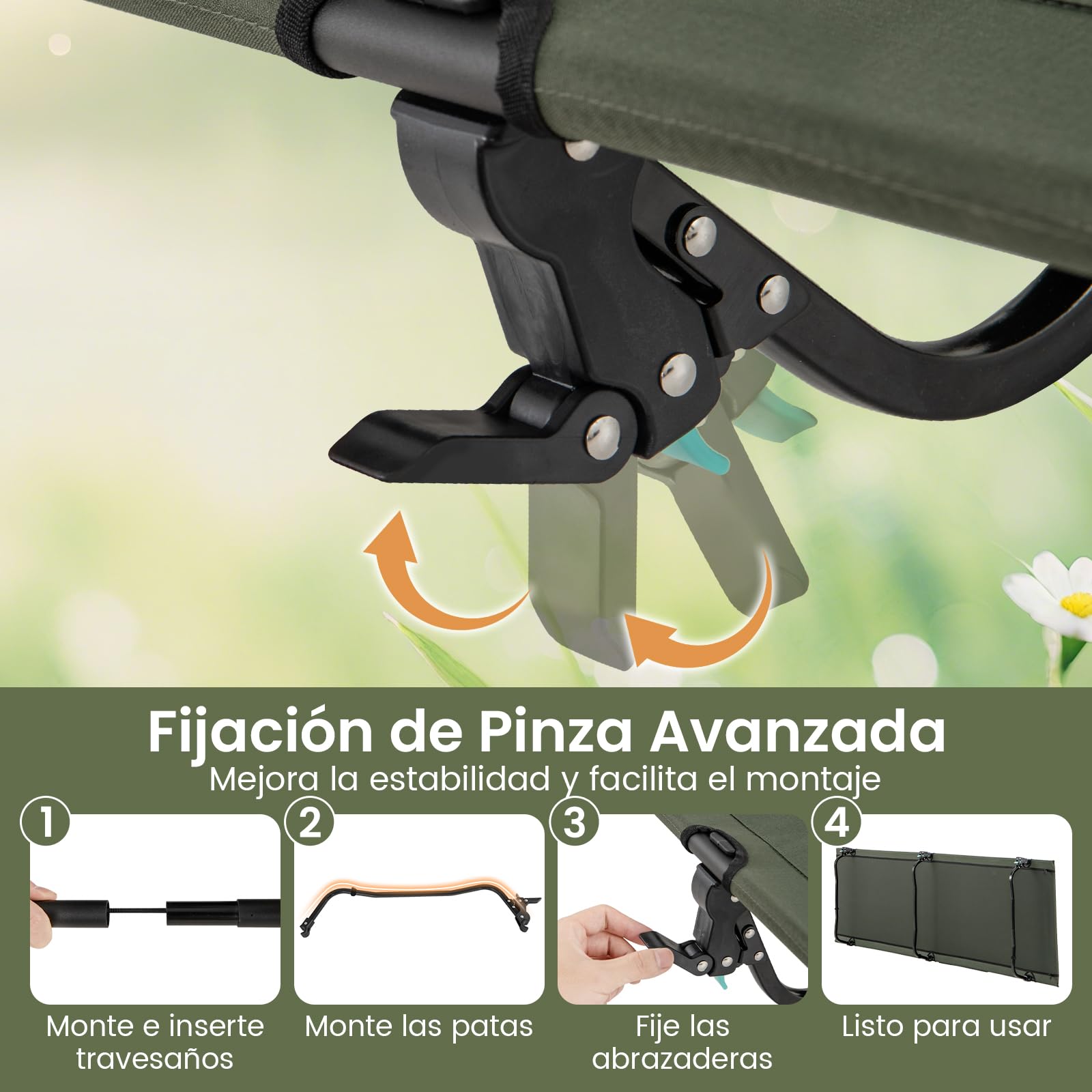 GOPLUS Cama de Camping Portátil, Cama Plegable con Bolsillo Lateral, Bolsa de Transporte, Ultraligera para Dormir al Aire Libre para Senderismo, Camping, Viajes, Jardín, 193 x 70 x 18 cm