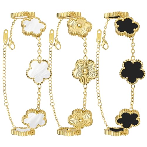 18K Gold Plated Four Leaf Clover Bracelet for Women |