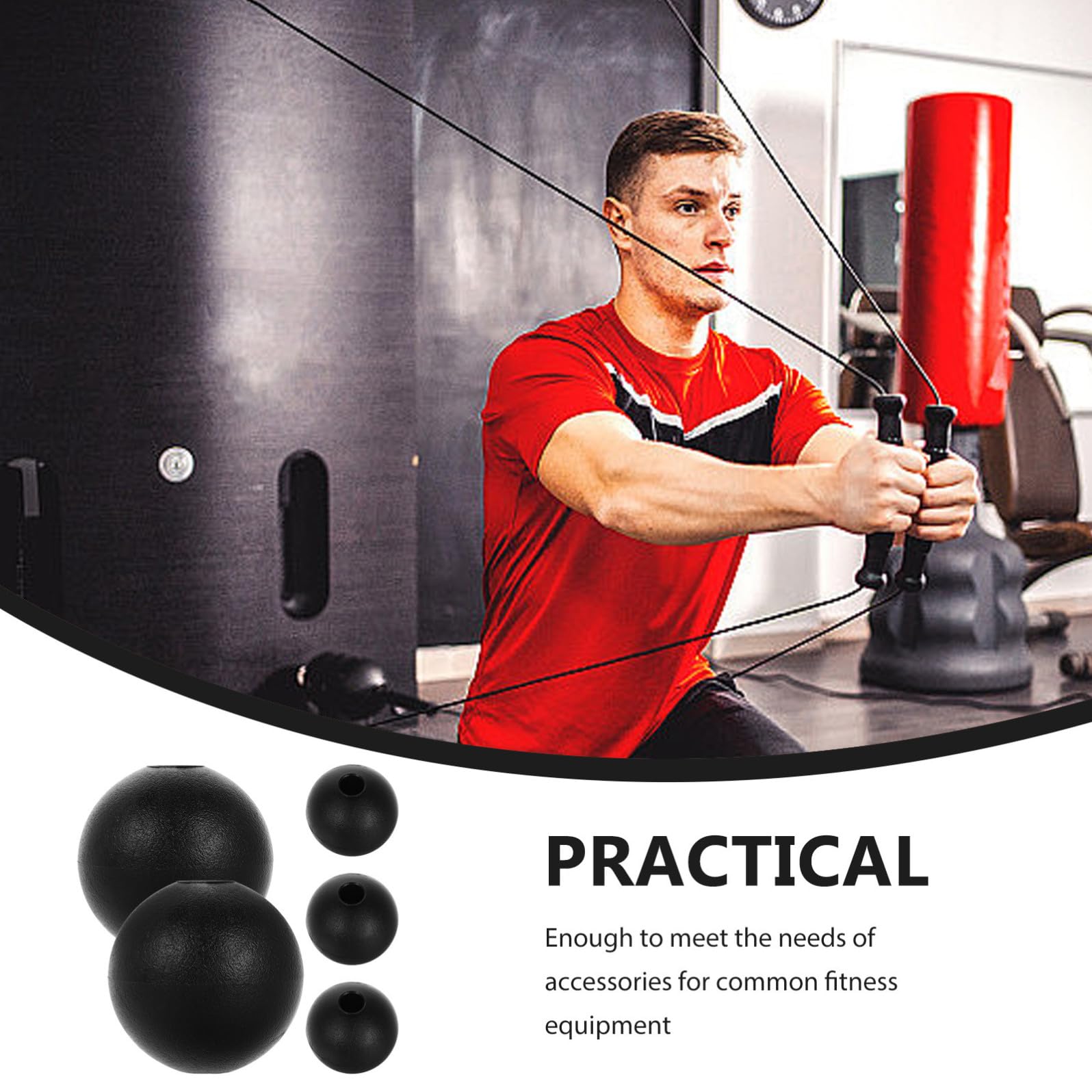 Generico Accessori per Fitness 5 Pezzi Fermapalla in Nailon Nero per Cavi Palestra, Sostituzione Pratica per Attrezzature di Allenamento Domestico