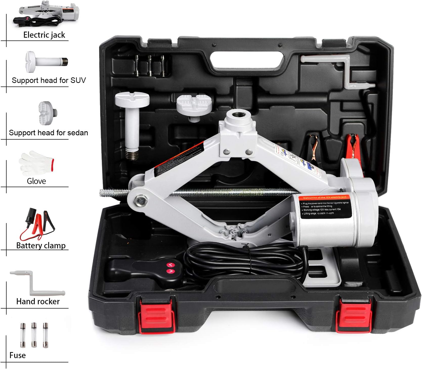 STANDTALL Electric Car Jack 3T Scissor Floor Jack Set 12V Automatic Vehicle Lift Kit for Road Emergency Tire Change Car Repair Tool for Sedans and SUV Gray