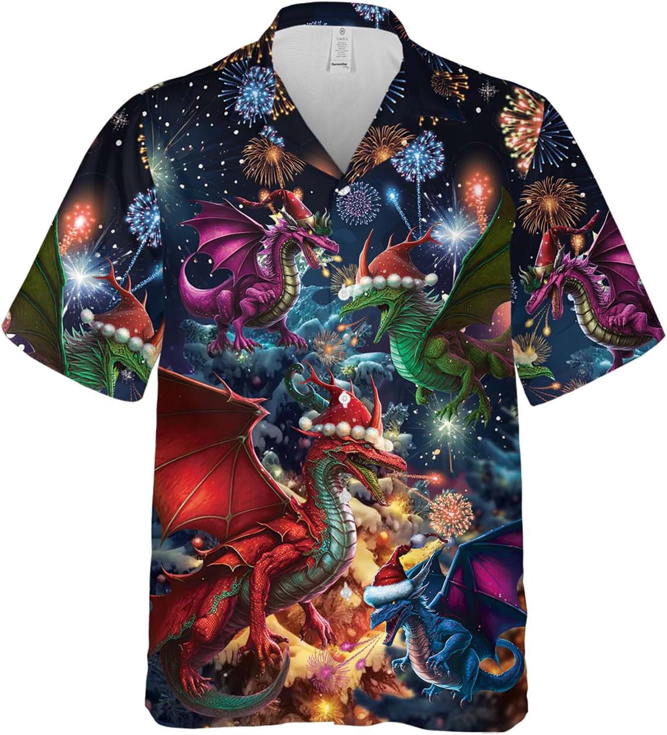Dragon Hawaiian Shirts for Men - Mythical Dragon Mens Hawaiian Button Down Short Sleeve Shirts Set 08