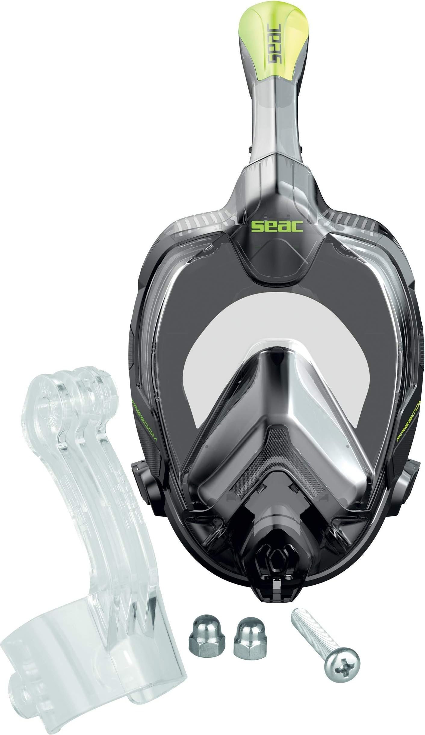 Seac Libera Full Face Mask with Action Camera Support (Large/X-Large, Black/Lime)