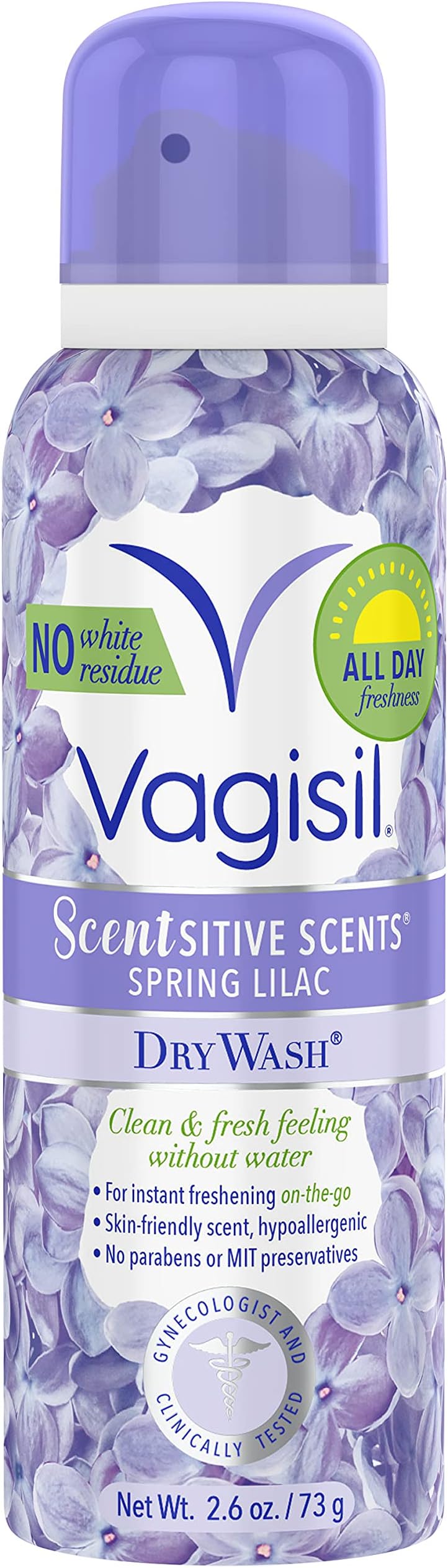 Scentsitive Scents Feminine Dry Wash Deodorant Spray for Women, Gynecologist Tested, Paraben Free, Spring Lilac, 2.6 Ounce (Pack of 1)