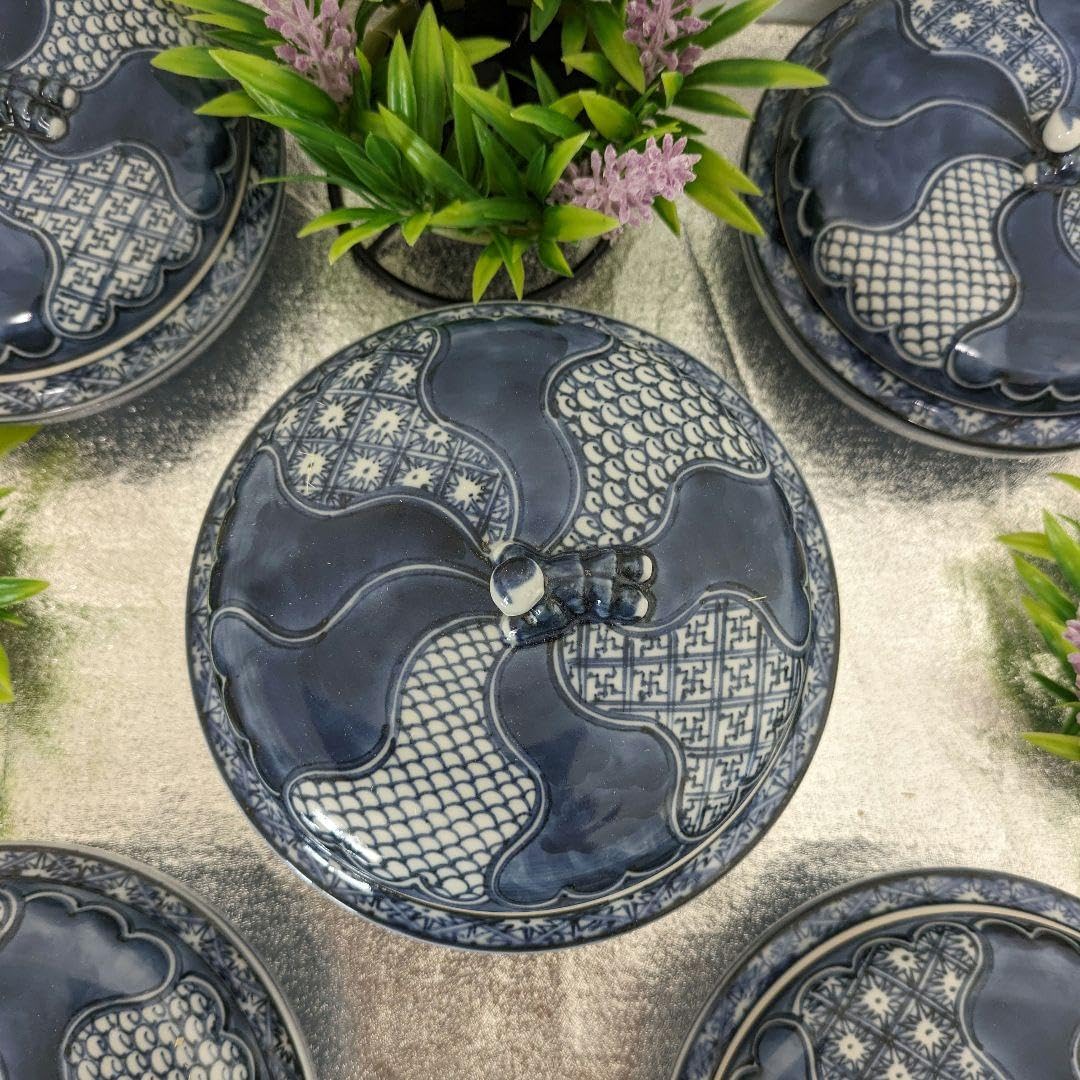 Amazon.co.jp: 京焼清水焼蓋向付 初代加藤利昌作 青華祥瑞一閑人蓋向付  