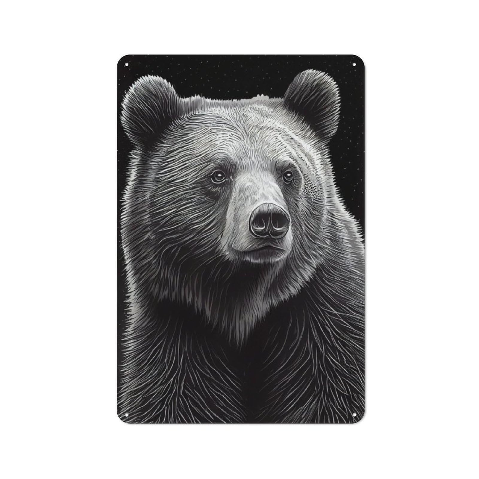 Junmoney Bear Drawn For Lounge Or Reading Corner, Rustic Tin Sign 30X20cm, For Home Interiors, Feature Walls And Decorative Displays