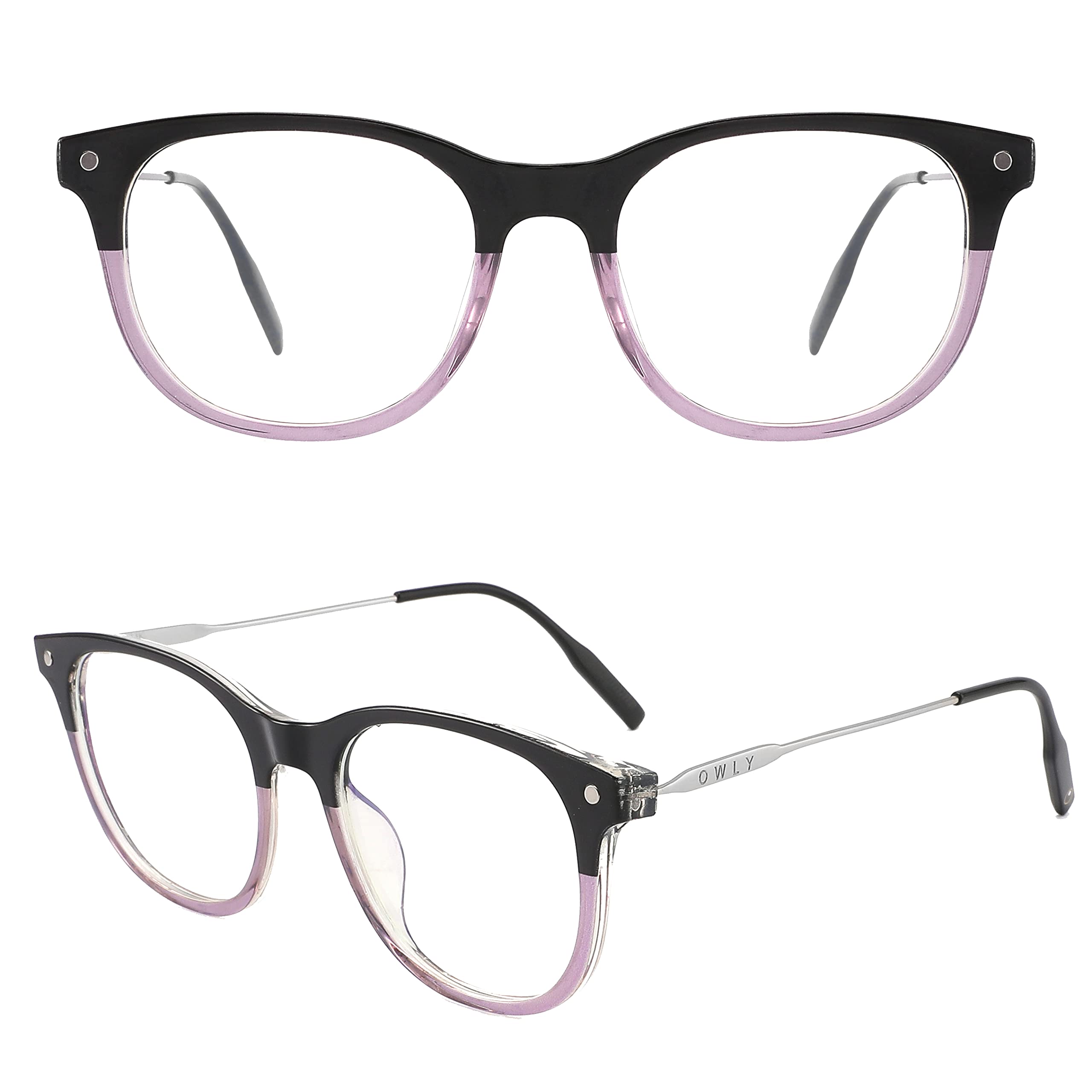 Owly Unisex Black Purple Owly™ Ultra Thin Blue Light Blocking Pocket Reading Glasses (, 4, Diopters)