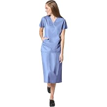 Work Womens Wrap Top & Scrub Skirt Set + Badge Reel