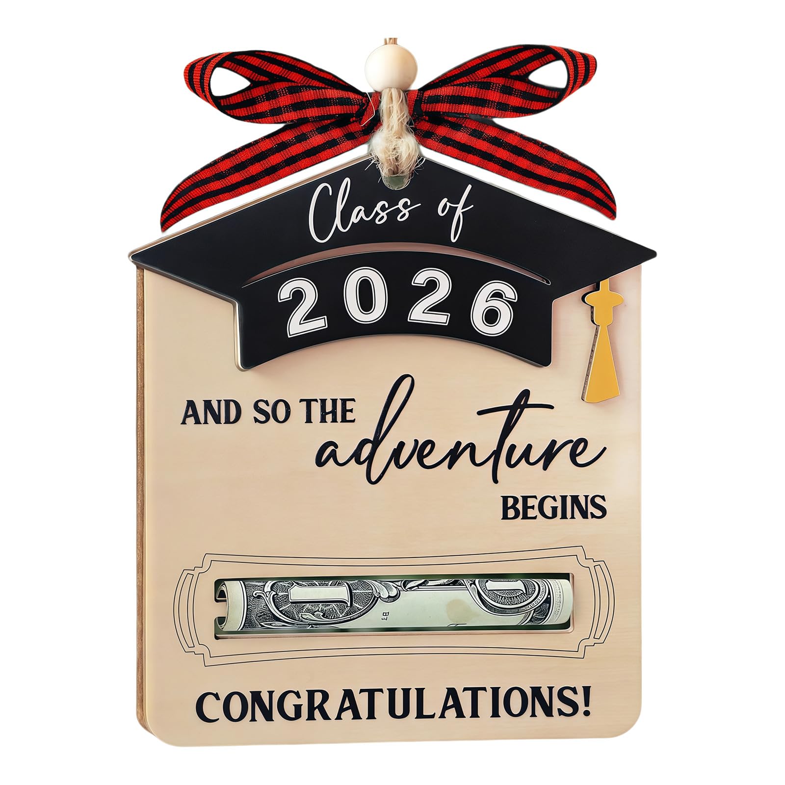 Money Holder 2026 Engraved Wooden Graduation Card Box Cash Holder Envelope Class of 2026 Graduations Gift Wooden Graduation Card Box