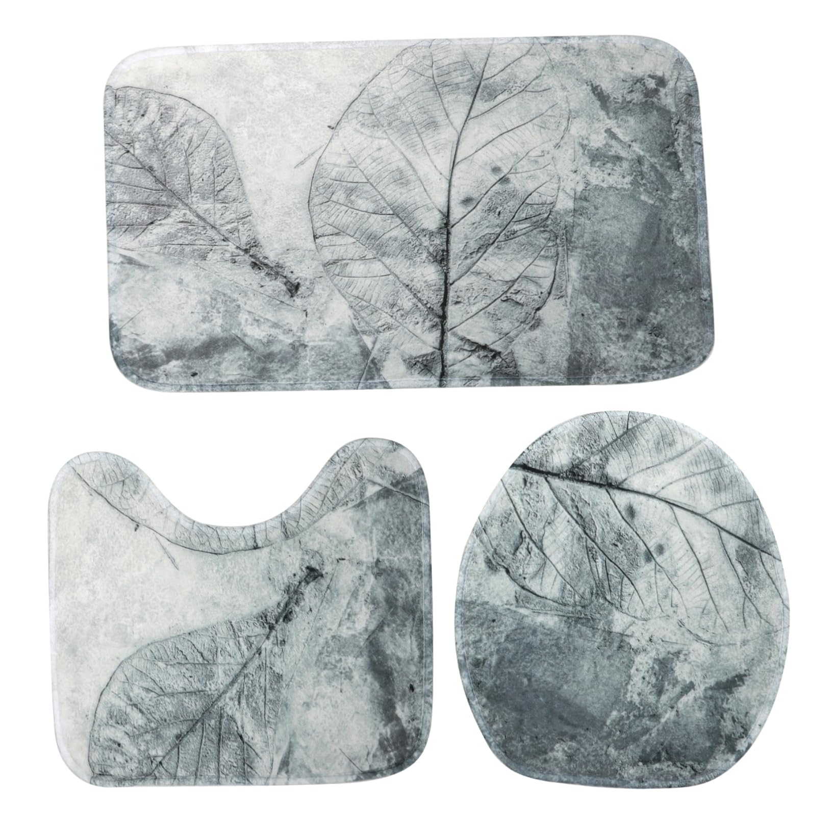 Tapis de salle de bain vintage feuille et ensemble de toilette antidérapant 3 pièces pour WC