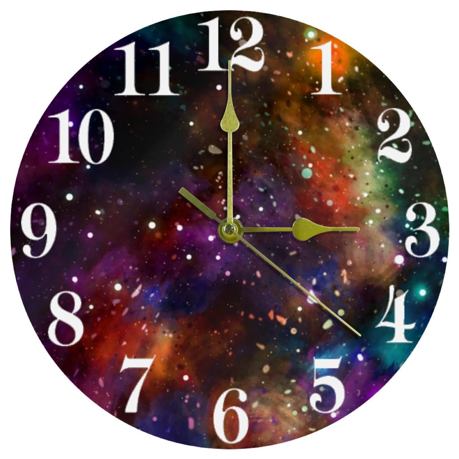 Horloge murale sans tic-tac silencieuse motif nébuleuse étoilée pour bureau